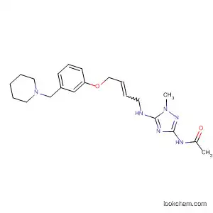 Molecular Structure of 90039-10-4 (Acetamide,
N-[1-methyl-5-[[4-[3-(1-piperidinylmethyl)phenoxy]-2-butenyl]amino]-1H-
1,2,4-triazol-3-yl]-, (E)-)