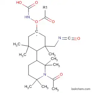 Molecular Structure of 90075-74-4 (Carbamic acid, [3-(isocyanatomethyl)-3,5,5-trimethylcyclohexyl]-,
1-acetyl-2,2,6,6-tetramethyl-4-piperidinyl ester)