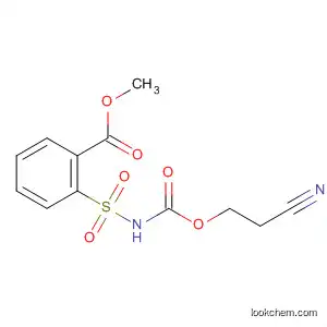 Molecular Structure of 90096-57-4 (Benzoic acid, 2-[[[(2-cyanoethoxy)carbonyl]amino]sulfonyl]-, methyl
ester)