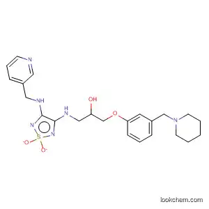 Molecular Structure of 90103-69-8 (2-Propanol,
1-[[1,1-dioxido-4-[(3-pyridinylmethyl)amino]-1,2,5-thiadiazol-3-yl]amino]-
3-[3-(1-piperidinylmethyl)phenoxy]-)