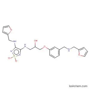 Molecular Structure of 90103-75-6 (2-Propanol,
1-[[4-[(2-furanylmethyl)amino]-1,1-dioxido-1,2,5-thiadiazol-3-yl]amino]-3
-[3-[[(2-furanylmethyl)amino]methyl]phenoxy]-)
