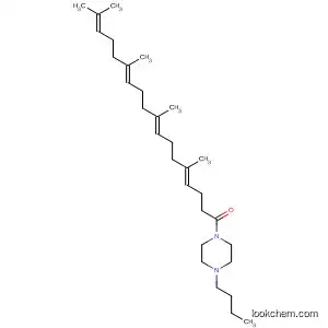 Molecular Structure of 90123-19-6 (Piperazine,
1-butyl-4-(5,9,13,17-tetramethyl-1-oxo-4,8,12,16-octadecatetraenyl)-,
(E,E,E)-)