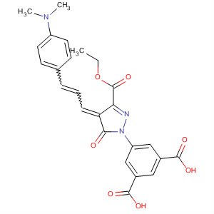 Molecular Structure of 125603-56-7 (1,3-Benzenedicarboxylic acid,
5-[4-[3-[4-(dimethylamino)phenyl]-2-propenylidene]-3-(ethoxycarbonyl)-
4,5-dihydro-5-oxo-1H-pyrazol-1-yl]-)
