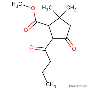 Molecular Structure of 138972-63-1 (Cyclopentanecarboxylic acid, 2,2-dimethyl-4-oxo-5-(1-oxobutyl)-, methyl
ester)