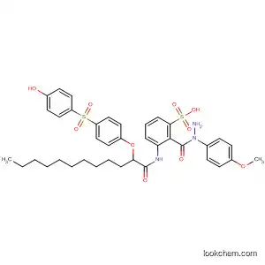 Molecular Structure of 139611-57-7 (Benzenesulfonic acid,
3-[[2-[4-[(4-hydroxyphenyl)sulfonyl]phenoxy]-1-oxododecyl]amino]-,
2-(4-methoxyphenyl)hydrazide)