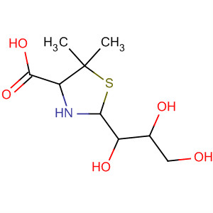 Molecular Structure of 139614-15-6 (4-Thiazolidinecarboxylic acid, 5,5-dimethyl-2-(1,2,3-trihydroxypropyl)-)