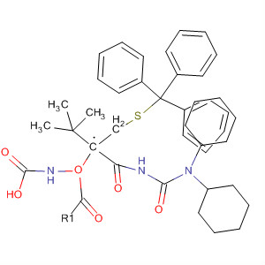 Molecular Structure of 139924-64-4 (Carbamic acid,
[2-[[(dicyclohexylamino)carbonyl]amino]-2-oxo-1-[[(triphenylmethyl)thio]
methyl]ethyl]-, 1,1-dimethylethyl ester, (R)-)