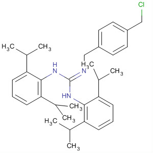 Molecular Structure of 140194-35-0 (Guanidine,
N,N'-bis[2,6-bis(1-methylethyl)phenyl]-N''-[[4-(chloromethyl)phenyl]meth
yl]-)