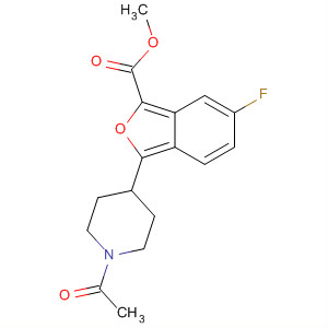 Molecular Structure of 140213-13-4 (2-Benzofurancarboxylic acid, 3-(1-acetyl-4-piperidinyl)-6-fluoro-, methyl
ester)
