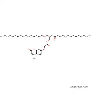 Molecular Structure of 140653-67-4 (Tetradecanoic acid,
1-[(hexadecyloxy)methyl]-2-[[[(4-methyl-2-oxo-2H-1-benzopyran-7-yl)oxy
]acetyl]oxy]ethyl ester, (R)-)