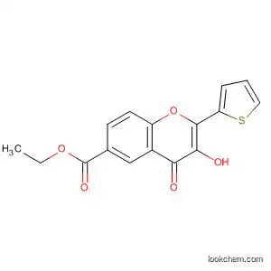 Molecular Structure of 141023-49-6 (4H-1-Benzopyran-6-carboxylic acid, 3-hydroxy-4-oxo-2-(2-thienyl)-,
ethyl ester)
