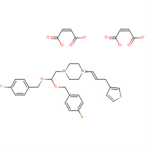 Molecular Structure of 141267-52-9 (Piperazine,
1-[2,2-bis[(4-fluorophenyl)methoxy]ethyl]-4-[3-(3-thienyl)-1-propenyl]-,
(Z)-2-butenedioate (1:2))