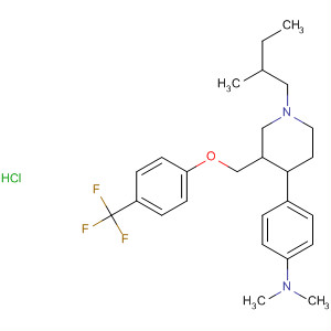 Molecular Structure of 141359-57-1 (Benzenamine,
N,N-dimethyl-4-[1-(2-methylbutyl)-3-[[4-(trifluoromethyl)phenoxy]methyl]-
4-piperidinyl]-, monohydrochloride)