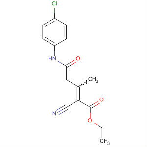 Molecular Structure of 146302-77-4 (2-Pentenoic acid, 5-[(4-chlorophenyl)amino]-2-cyano-3-methyl-5-oxo-,
ethyl ester)
