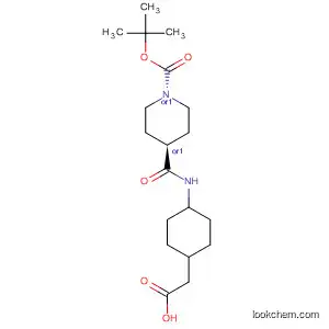 Molecular Structure of 168892-62-4 (1-Piperidinecarboxylic acid,
4-[[[4-(carboxymethyl)cyclohexyl]amino]carbonyl]-, 1-(1,1-dimethylethyl)
ester, trans-)