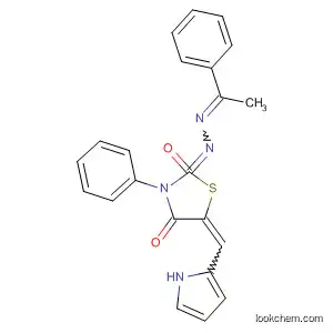 Molecular Structure of 169498-75-3 (2,4-Thiazolidinedione, 3-phenyl-5-(1H-pyrrol-2-ylmethylene)-,
2-[(1-phenylethylidene)hydrazone])
