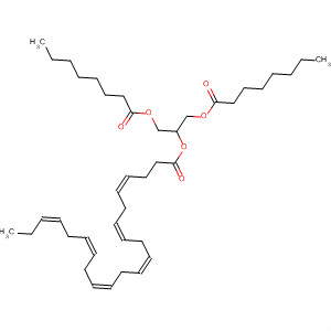 Molecular Structure of 130565-88-7 (4,7,10,13,16,19-Docosahexaenoic acid,
2-[(1-oxooctyl)oxy]-1-[[(1-oxooctyl)oxy]methyl]ethyl ester,
(4Z,7Z,10Z,13Z,16Z,19Z)-)