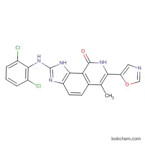 Molecular Structure of 333456-49-8 (9H-Imidazo[4,5-h]isoquinolin-9-one,
2-[(2,6-dichlorophenyl)amino]-1,8-dihydro-6-methyl-7-(5-oxazolyl)-)