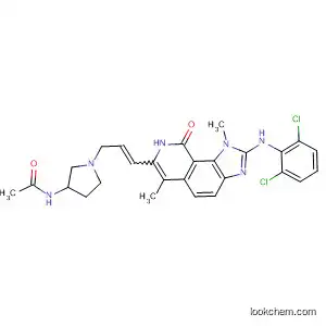 Molecular Structure of 333456-68-1 (Acetamide,
N-[1-[3-[2-[(2,6-dichlorophenyl)amino]-8,9-dihydro-1,6-dimethyl-9-oxo-1
H-imidazo[4,5-h]isoquinolin-7-yl]-2-propenyl]-3-pyrrolidinyl]-)