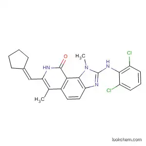 Molecular Structure of 333457-36-6 (9H-Imidazo[4,5-h]isoquinolin-9-one,
7-(cyclopentylidenemethyl)-2-[(2,6-dichlorophenyl)amino]-1,8-dihydro-1,
6-dimethyl-)