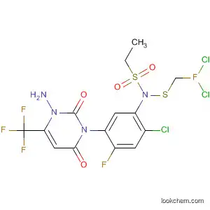Molecular Structure of 391277-09-1 (Ethanesulfonamide,
N-[5-[3-amino-3,6-dihydro-2,6-dioxo-4-(trifluoromethyl)-1(2H)-pyrimidin
yl]-2-chloro-4-fluorophenyl]-N-[(dichlorofluoromethyl)thio]-)