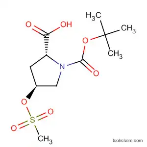 Molecular Structure of 393158-86-6 (1,2-Pyrrolidinedicarboxylic acid, 4-[(methylsulfonyl)oxy]-,
1-(1,1-dimethylethyl) ester, (2R,4S)-)