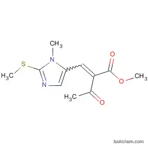 Molecular Structure of 107809-17-6 (Butanoic acid,
2-[[1-methyl-2-(methylthio)-1H-imidazol-5-yl]methylene]-3-oxo-, methyl
ester)