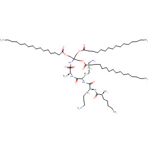 Molecular Structure of 176682-24-9 (L-Alaninamide,
L-lysyl-L-lysyl-L-lysyl-N-[2-[(1-oxohexadecyl)oxy]-1,1-bis[[(1-oxohexadecyl
)oxy]methyl]ethyl]-)