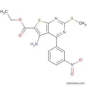 Molecular Structure of 301847-68-7 (Thieno[2,3-d]pyrimidine-6-carboxylic acid,
5-amino-2-(methylthio)-4-(3-nitrophenyl)-, ethyl ester)