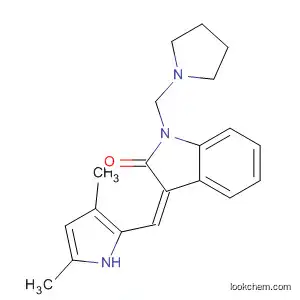 Molecular Structure of 375387-20-5 (2H-Indol-2-one,
3-[(3,5-dimethyl-1H-pyrrol-2-yl)methylene]-1,3-dihydro-1-(1-pyrrolidinyl
methyl)-, (3Z)-)