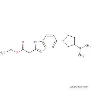 Molecular Structure of 405171-14-4 (1H-Imidazo[4,5-b]pyridine-2-acetic acid,
5-[3-(dimethylamino)-1-pyrrolidinyl]-, ethyl ester)
