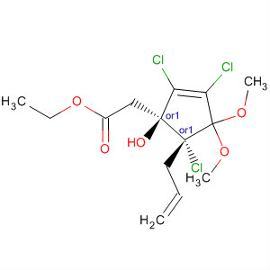 Molecular Structure of 497085-90-2 (2-Cyclopentene-1-acetic acid,
2,3,5-trichloro-1-hydroxy-4,4-dimethoxy-5-(2-propenyl)-, ethyl ester,
(1R,5R)-rel-)