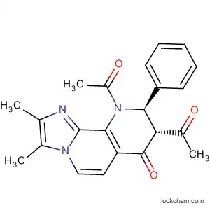 Molecular Structure of 498556-99-3 (Imidazo[1,2-h][1,7]naphthyridin-7(8H)-one,
8,10-diacetyl-9,10-dihydro-2,3-dimethyl-9-phenyl-, (8R,9R)-)