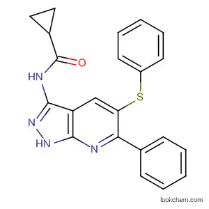 Molecular Structure of 583039-58-1 (Cyclopropanecarboxamide,
N-[6-phenyl-5-(phenylthio)-1H-pyrazolo[3,4-b]pyridin-3-yl]-)