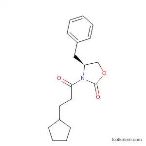 Molecular Structure of 143415-28-5 (2-Oxazolidinone, 3-(3-cyclopentyl-1-oxopropyl)-4-(phenylmethyl)-, (4S)-)