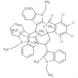 Molecular Structure of 149042-92-2 (1(3H)-Isobenzofuranone,
3,3-bis[2,2-bis(1-ethyl-2-methyl-1H-indol-3-yl)ethenyl]-4,5,6,7-tetrachlor
o-)