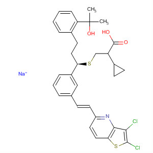 Molecular Structure of 172923-82-9 (Cyclopropaneacetic acid,
1-[[[(1R)-1-[3-[(1E)-2-(2,3-dichlorothieno[3,2-b]pyridin-5-yl)ethenyl]phen
yl]-3-[2-(1-hydroxy-1-methylethyl)phenyl]propyl]thio]methyl]-,
monosodium salt)