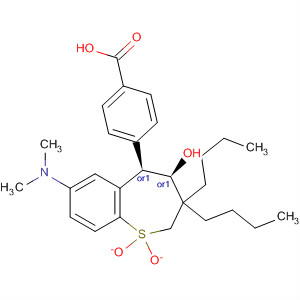 Molecular Structure of 197376-07-1 (Benzoic acid,
4-[(4R,5R)-3,3-dibutyl-7-(dimethylamino)-2,3,4,5-tetrahydro-4-hydroxy-
1,1-dioxido-1-benzothiepin-5-yl]-, rel-)