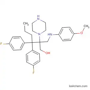 Molecular Structure of 198331-97-4 (1-Piperazineethanol,
4-[4,4-bis(4-fluorophenyl)butyl]-a-[[(4-methoxyphenyl)amino]methyl]-)