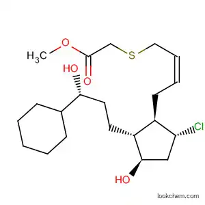 Molecular Structure of 199604-65-4 (Acetic acid,
[[(2Z)-4-[(1R,2R,3R,5R)-5-chloro-2-[(3R)-3-cyclohexyl-3-hydroxypropyl]
-3-hydroxycyclopentyl]-2-butenyl]thio]-, methyl ester)