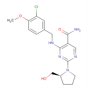 5-Pyrimidinecarboxamide,
4-[[(3-chloro-4-methoxyphenyl)methyl]amino]-2-[(2S)-2-(hydroxymethyl)-
1-pyrrolidinyl]-(372117-54-9)