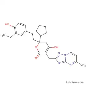 2H-Pyran-2-one,
6-cyclopentyl-6-[2-(3-ethyl-4-hydroxyphenyl)ethyl]-5,6-dihydro-4-hydroxy-
3-[(5-methyl[1,2,4]triazolo[1,5-a]pyrimidin-2-yl)methyl]-