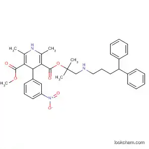 Molecular Structure of 185197-71-1 (3,5-Pyridinedicarboxylic acid,
1,4-dihydro-2,6-dimethyl-4-(3-nitrophenyl)-,
2-[(3,3-diphenylpropyl)methylamino]-1,1-dimethylethyl methyl ester,
(4S)-)