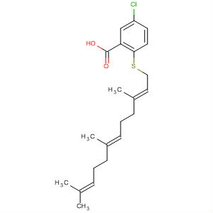 Molecular Structure of 194601-17-7 (Benzoic acid,
5-chloro-2-[[(2E,6E)-3,7,11-trimethyl-2,6,10-dodecatrienyl]thio]-)