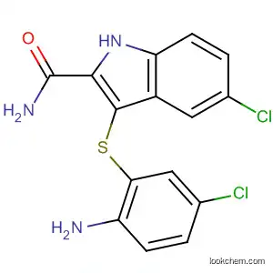 Molecular Structure of 540740-82-7 (1H-Indole-2-carboxamide, 3-[(2-amino-5-chlorophenyl)thio]-5-chloro-)