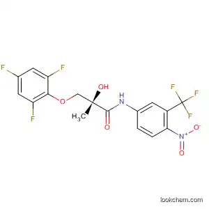 Molecular Structure of 596097-03-9 (Propanamide,
2-hydroxy-2-methyl-N-[4-nitro-3-(trifluoromethyl)phenyl]-3-(2,4,6-trifluoro
phenoxy)-, (2S)-)