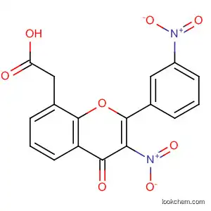 Molecular Structure of 596108-63-3 (4H-1-Benzopyran-8-acetic acid, 3-nitro-2-(3-nitrophenyl)-4-oxo-)