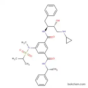 Molecular Structure of 797035-17-7 (1,3-Benzenedicarboxamide,
N-[(1S,2R)-3-(cyclopropylamino)-2-hydroxy-1-(phenylmethyl)propyl]-5-[
methyl[(1-methylethyl)sulfonyl]amino]-N'-[(1R)-1-phenylethyl]-)