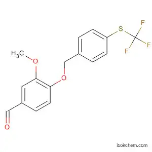 Molecular Structure of 819075-65-5 (Benzaldehyde, 3-methoxy-4-[[4-[(trifluoromethyl)thio]phenyl]methoxy]-)