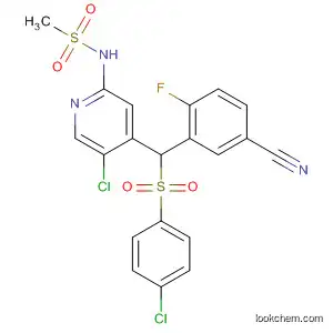 Molecular Structure of 820223-88-9 (Methanesulfonamide,
N-[5-chloro-4-[[(4-chlorophenyl)sulfonyl](5-cyano-2-fluorophenyl)methyl]-
2-pyridinyl]-)